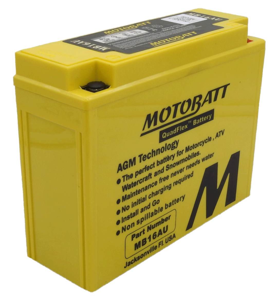 Picture of MB16AU - 12VOLT 240CCA 20.5AH MOTOBATT AGM QUADFLEX BATTERY - RHP