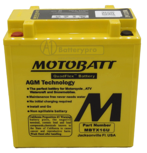 Picture of MBTX16U - 12VOLT 270CCA 19AH MOTOBATT AGM QUADFLEX BATTERY - RHP