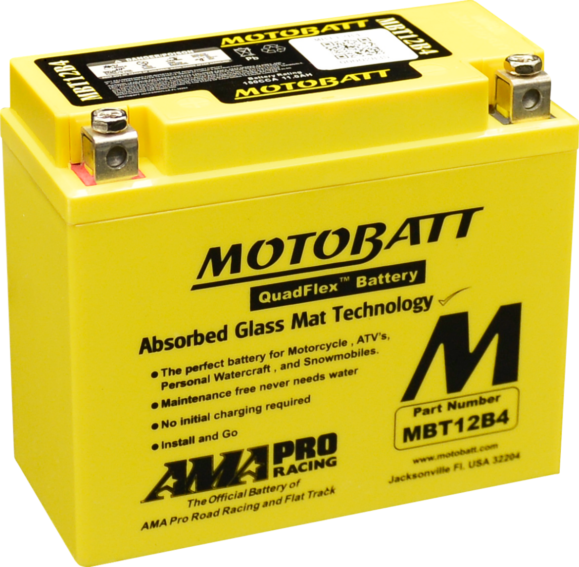 Picture of MBT12B4 - 12VOLT 165CCA 11AH MOTOBATT AGM QUADFLEX BATTERY -LHP