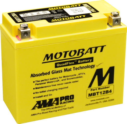 Picture of MBT12B4 - 12VOLT 165CCA 11AH MOTOBATT AGM QUADFLEX BATTERY -LHP