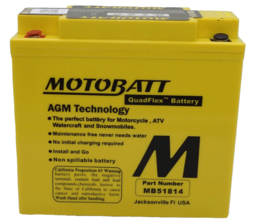 Picture of MB51814 - 12VOLT 22AH 235 CCA MOTOBATT AGM QUADFLEX BATTERY - RHP