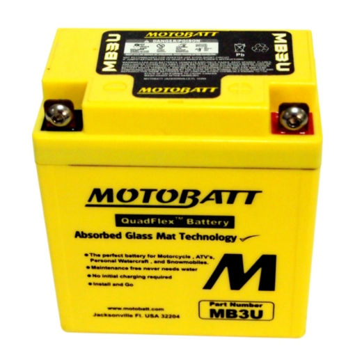 Picture of MB3U - 12VOLT 50CCA 3.8AH MOTOBATT  AGM QUADFLEX BATTERY - RHP