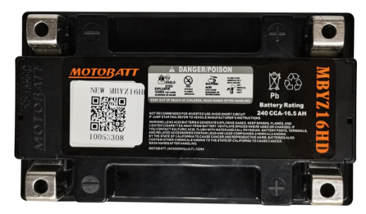 Picture of MBYZ16H - 12VOLT 260CCA 16AH MOTOBATT AGM QUADFLEX BATTERY - RHP
