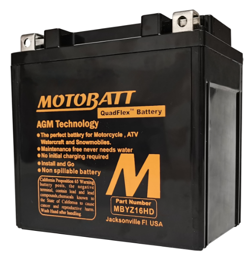 Picture of MBYZ16H - 12VOLT 260CCA 16AH MOTOBATT AGM QUADFLEX BATTERY - RHP