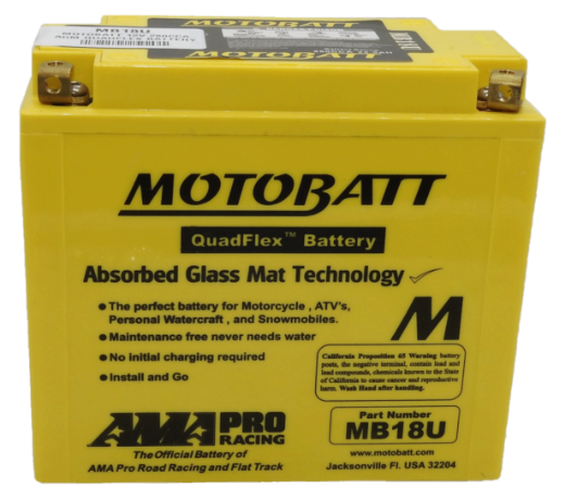 Picture of MB18U - 12VOLT 280CCA 22.5AH MOTOBATT AGM QUADFLEX BATTERY - RHP