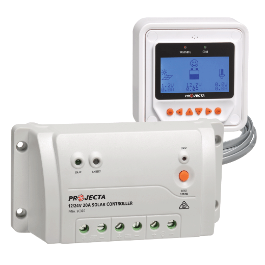 Picture of PROJECTA 20AMP 12/24V 4 STAGE AUTOMATIC SOLAR CHARGE CONTROLLER WITH REMOTE CONTROL