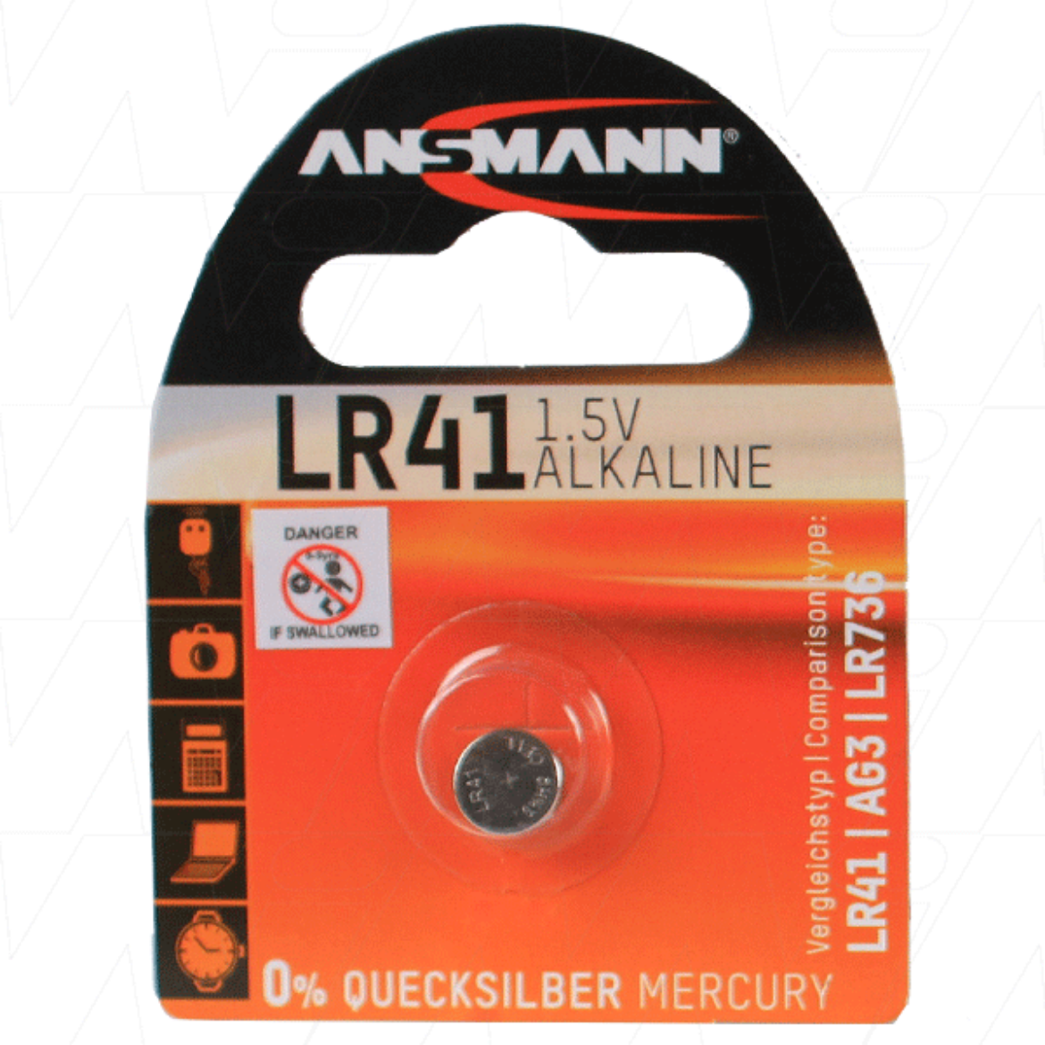 Picture of LR41 ANSMANN 1.5V ALKALINE BUTTON BATTERY