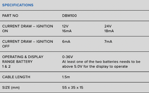 Picture of PROJECTA 12/24V DUAL BATTERY VOLT METER