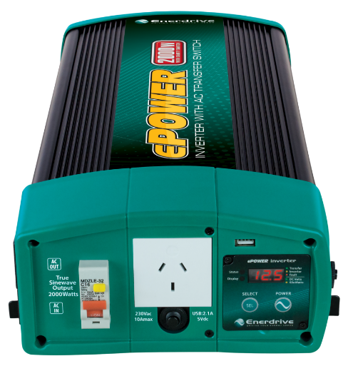 Picture of 12V 2000W ENERDRIVE EPOWER PURE SINE WAVE INVERTER WITH RCD & AC TRANSFER SWITCH
