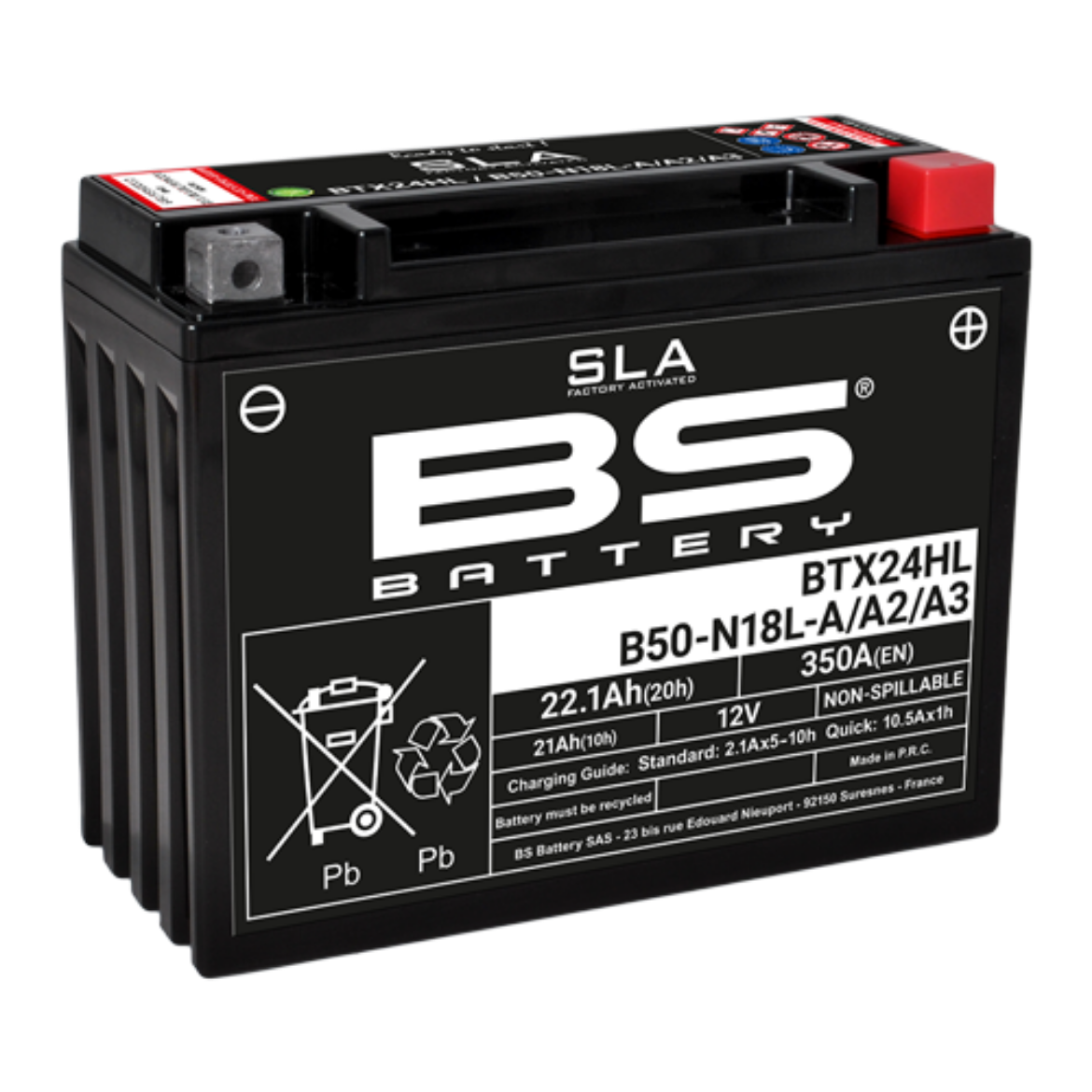 Picture of BTX24HL/B50-N18L-A/A2/A3 12V 21AH 350CCA AGM SLA BS MOTORCYCLE BATTERY - RHP