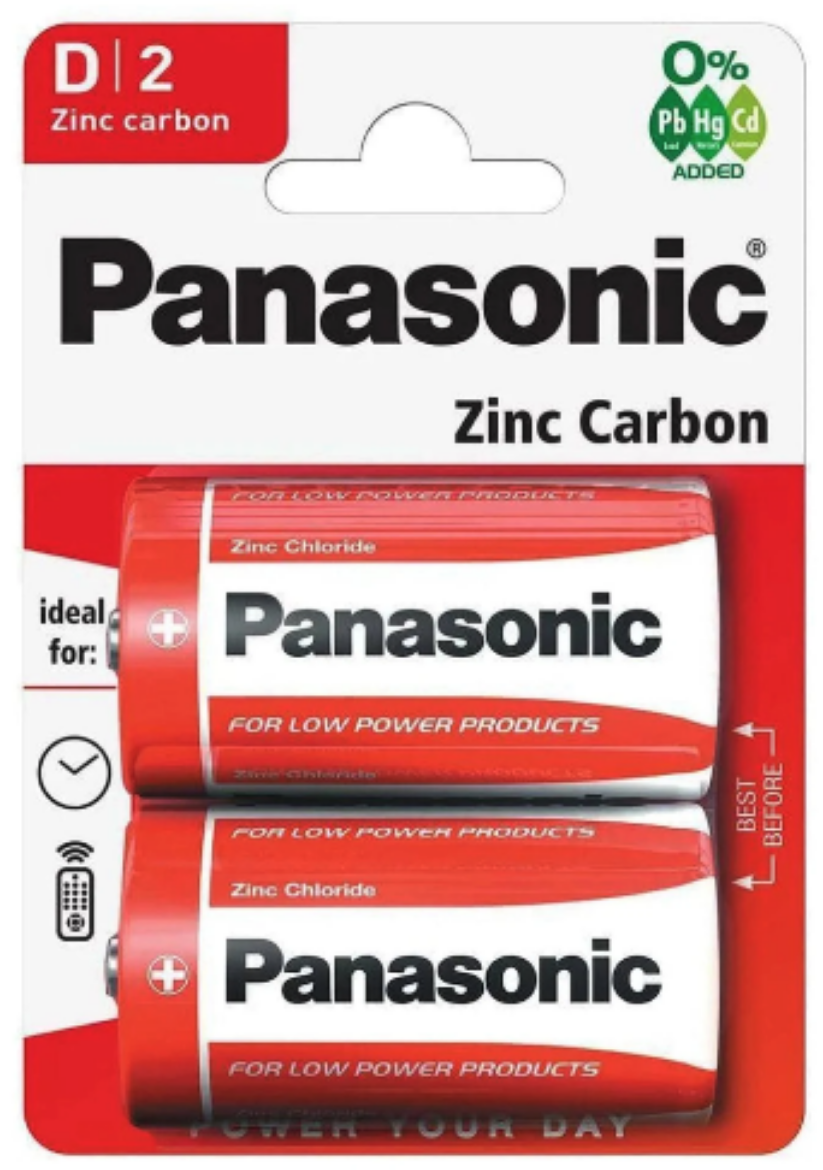 Picture of BATTERY, 1.5 V, D, ZINC CARBON, RAISED POSITIVE AND FLAT NEGATIVE, 32.9 MM