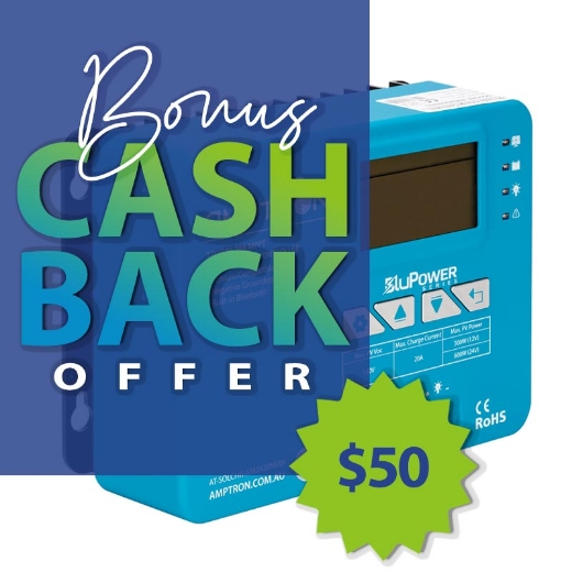 Picture of 12V/24V 20AMP AMPTRON MPPT SOLAR CHARGE CONTROLLER WITH BLUETOOTH - LITHIUM COMPATIBLE