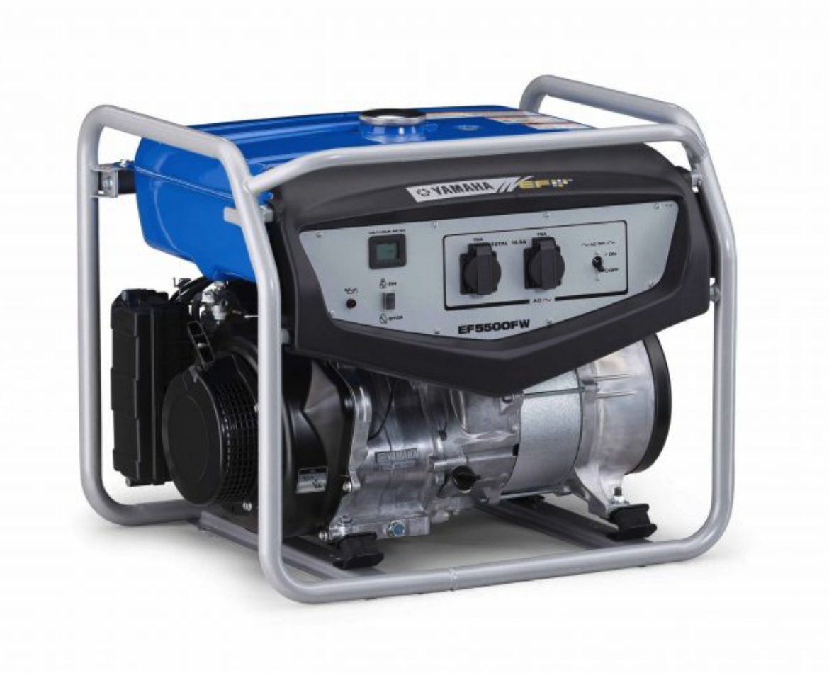 Picture of GENERATOR YAMAHA 5.5KVA CONVENTIONAL TYPE 4 STROKE 360cc OHC PETROL ENGINE, SINGLE PHASE, AVR CONTROLLED, RECOIL START, FUEL TANK CAPACITY 28L WITH 11HRS AT 25%LOAD & 4.7HRS AT FULL LOAD, NOISE LEVEL - 71dB AT FULL LOAD